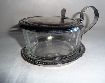 Vintage INOX Italy Stainless & Glass Sugar Bowl with Lid, Italian Sugar Dish