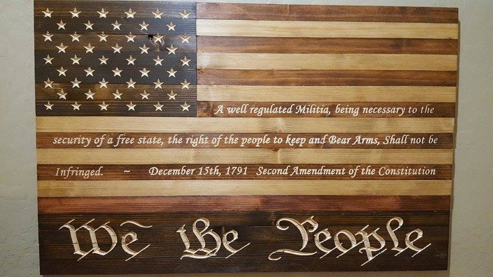 50 Star American Flag We the People 2nd Amendment Flag Sign