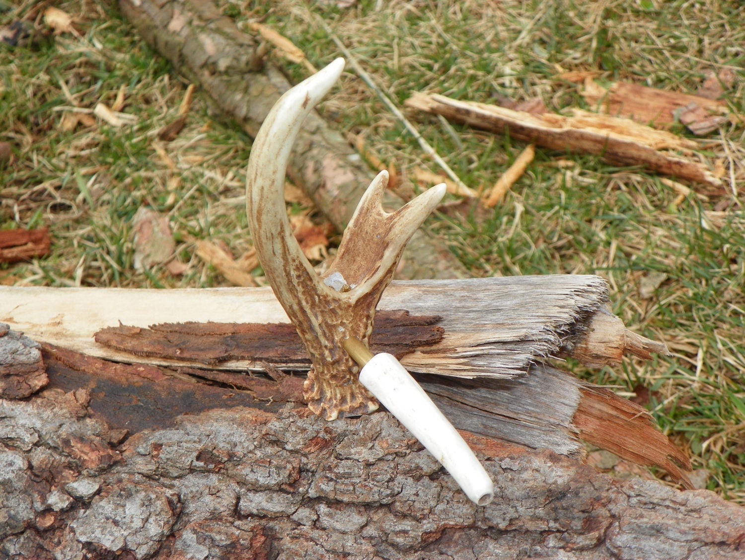 Antler Pipe, Bone Pipe, Whitetail Deer Antler Pipe, Tobacco Pipe, 6