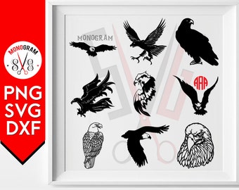 Eagle Svg Silhouette Eagle Monogram Cameo Decal cut files cricut silhouette studio cutting file vector designs vinyl cutter Dxf Png Clip art