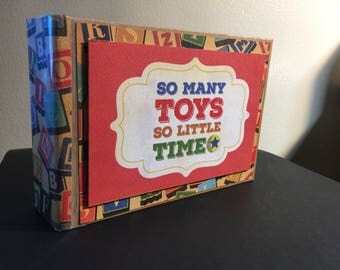 Boy mini album photo book-Toy themed mini album-Boy scrapbook-Nostagic themed scrapbook-Vintage Photo Book-Toys photo book