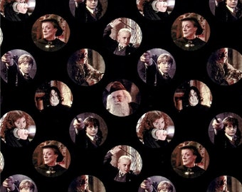 Camelot Fabrics - Harry Potter Fabric - Camelot Harry Potter Digital Characters Circles 100% cotton fabric by the yard , K377