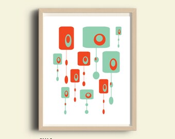 Mid Century modern art, printable, wall art print, geometric print, digital prints, geometric art, Retro Poster Wall Decor, 1950s Style Art