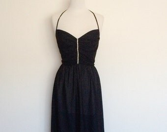 1970s Black Halter Dress Vintage