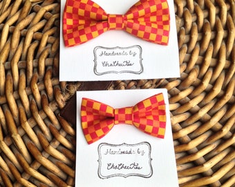 Dog Bow Tie ~ Checkered Dog Bow Tie ~ Unique, Fun, and Affordable ~ Bow Tie for Dogs ~ Large or Small Dog Bow Tie ~ Red and Orange Bow Tie