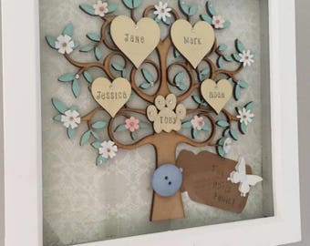 Family tree frame, wooden family tree, personalised family tree, grandchildren, family gift, wedding gift, birthday, family tree wall art