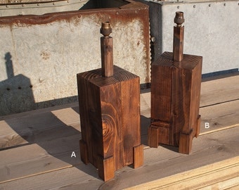 Gatepost Table Lamp - Rustic Wood Table Lamp - Available Singly Or As A Pair