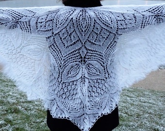 100% Mohair Knitted Shawl, Haute couture, Handmade Shawl, Wedding Shawl, Russian Shawl, Triangular Shawl, Lace Shawl
