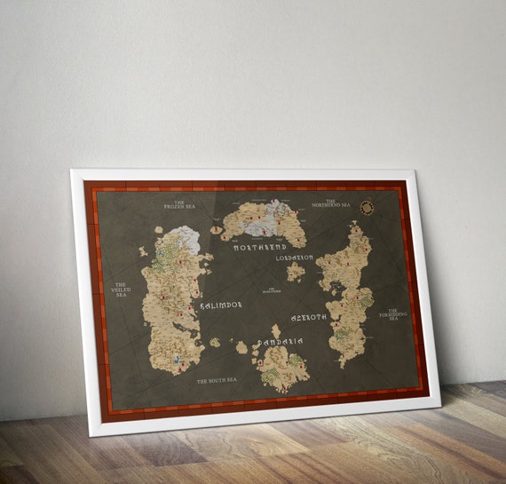 World of Warcraft Poster // Azeroth Map Print // by BFVPrints