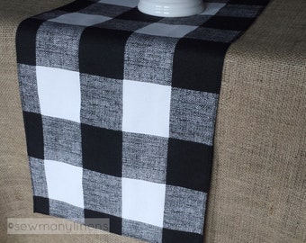 Black Plaid Buffalo Check Table Runner Table Centerpiece Gingham Check Dining Room Home Decor Country Kitchen Linens