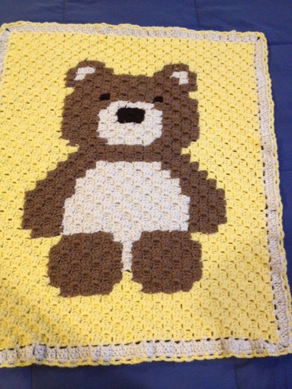 Items similar to Cute Teddy bear crochet baby blanket Handmade C2C grafghan graphghan CHECK IT
