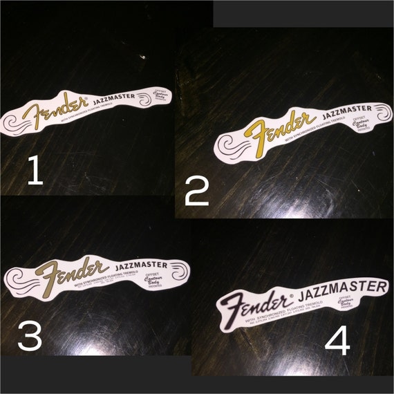 All Years Fender Jazzmaster Guitar Headstock Decal Waterslide