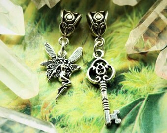 Faerie and Key Dreadlock Bead Set, Magical Garden