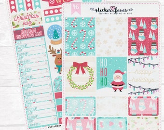 Christmas Holiday Kit - Planner Stickers for Erin Condren, Plum Planner