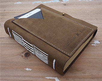 Personalized leather journal leather personalized journal custom leather notebook with wallet phone case with card holder Free initials