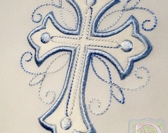Elegant Cross & Motifs Lines, Gold \ Silver thread, machine embroidery applique design, 5 sizes, File Instant Download
