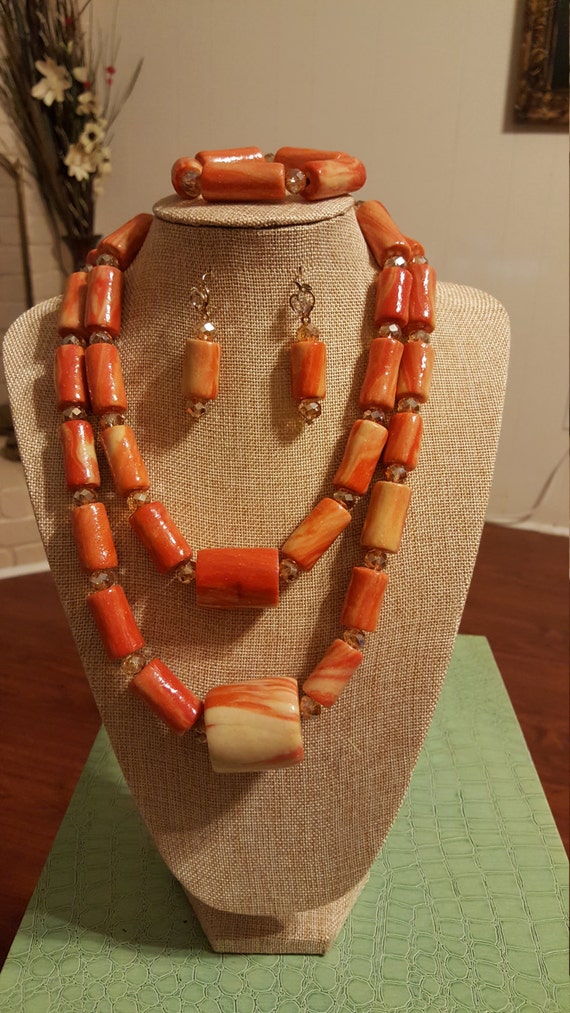 Nigerian 2 step Coral Beads/ Edo Coral Beads/ Benin Coral