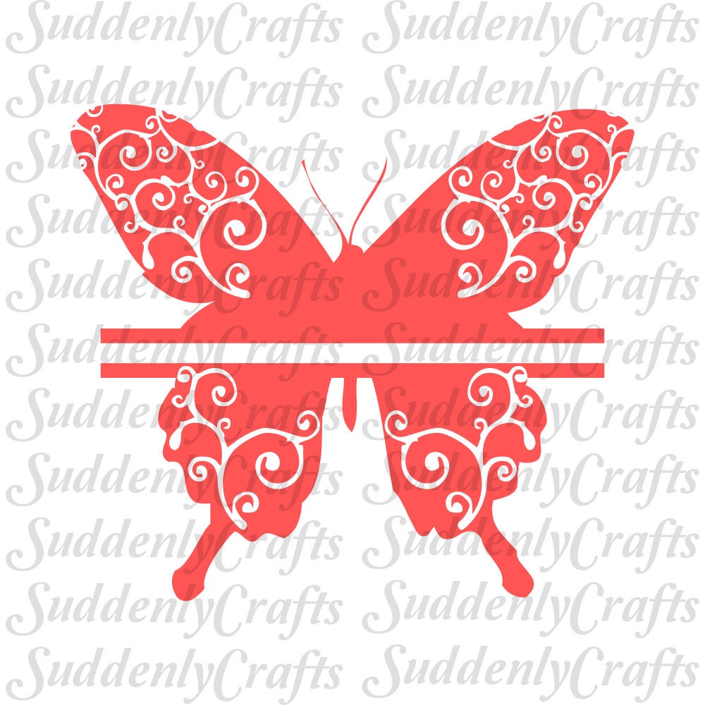 Download Butterfly Split Monogram Filigree SVG