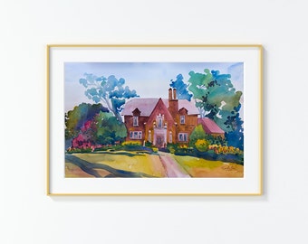 Original Watercolor Painting,Watercolor Painting,landscape,San Antonio,W Elsmere Pl,