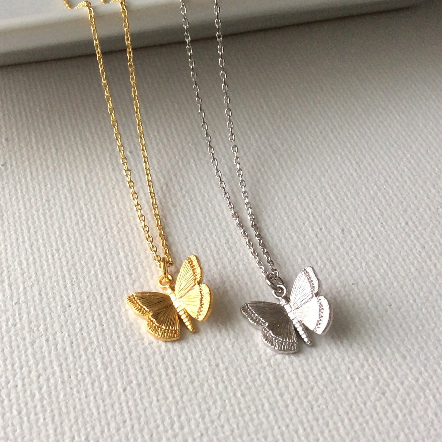 Butterfly Necklace, silver butterfly necklace, gold butterfly necklace, butterfly charm jewelry, Bridesmaid jewelry, Wedding jewelry