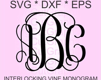 Interlocking Vine MonogramAlphabetSvg Dxf Eps Studio3 Png