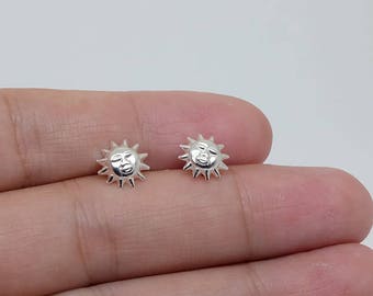 Sun Sterling Silver Stud Earrings, Tiny Minimal Earrings, Basic Everyday Studs, Sterling Silver Jewelry