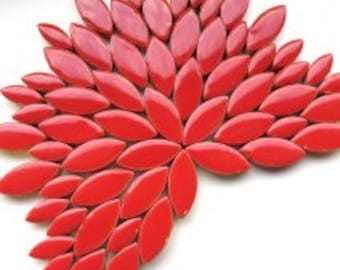 Petal Ceramic Mosaic Tiles - Red - 50g (approx. 50 petals)