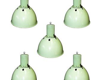 Green industrial lamps - industrial lighting - vintage green industrial lamp - vintage pendant light - industrial lighting