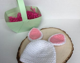 Crochet bunny hat-crochet easter hat-newborn easter hat-baby easter hat-newborn photo prop-ready to ship