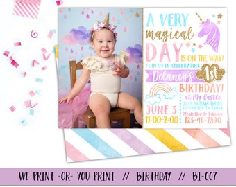 Unicorn Birthday Invitation, Rainbow Invitation, Unicorn Invitation, Magical Birthday Invitation, Rainbow Birthday Invitation, Unicorn Party