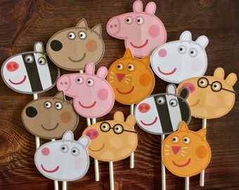 PEPPA PIG Cupcake Toppers / Cake Toppers / Die Cuts / Birthday Party / Decorations / Cake Pops / Supplies / Decor / Fast Shipping