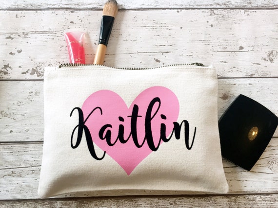 Heart Personalised make up bag