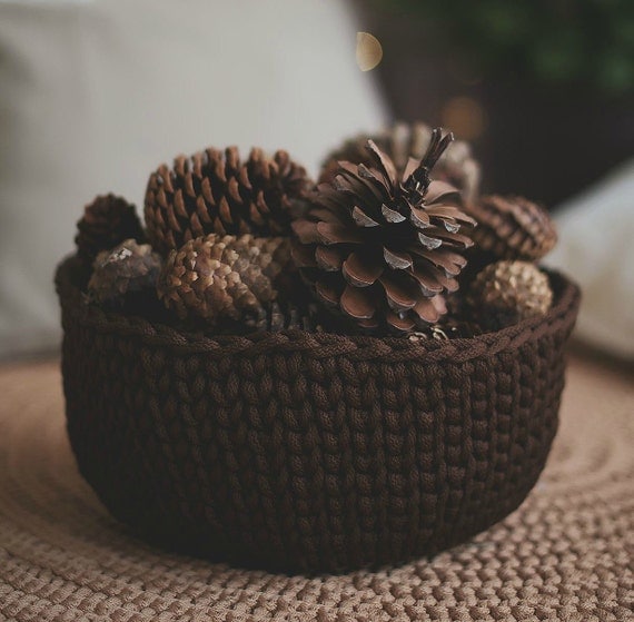 Crochet basket, storage basket, round basket, gift basket, toy storage, toy basket, home storage, home decor, housewarming gift