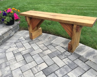 Handmade Outdoor Wood Bench / Porch Bench / Garden Bench / Custom Made Bench / Rustic Wood Bench