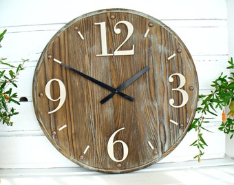 Rustic Wall Clock 16 inch Home Decor wooden wall clock rustic decor wood wall art