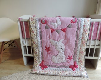 Nursery Bedding Set Girl - Crib Bedding Set Girl - Baby Bedding Set - Baby Girl Crib Set - Baby Blanket - Baby Quilt - Crib Rail Cover Girl