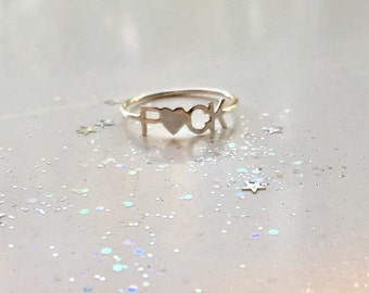 Sterling silver nameplate ring, fuck ring, sterling silver ring, inital ring, personalized ring, name ring, word ring, personalized jewelry