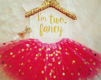 I'm TWO Fancy 2nd Birthday Outfit Girl 2nd Birthday Shirt It's My Birthday Shirt 2 Birthday Outfit 2 CoralGold BirthdayOutfitSecond Birthday