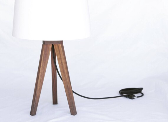 Hardwood Tripod Table Lamp // Mid century modern // Minimalist