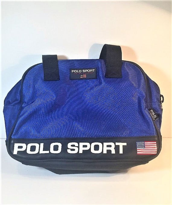 Vintage Polo Sport Bag Ralph Lauren Messenger Tote Duffle Blue