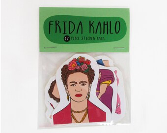 FRIDA KAHLO 12 pc sticker set, Frida Kahlo sticker pack, Frida Kahlo sticker set, Frida Kahlo art, Mexico, Diego Rivera, feminist, LGBT