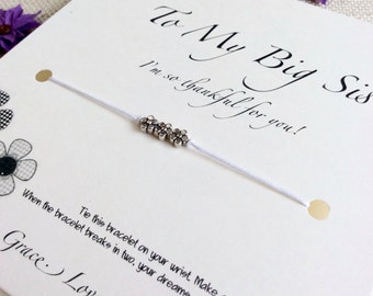 Big Little Bracelet, Big Little Sorority, Sister Bracelet, Big Sister Wish Bracelet, Sorority Wish Bracelet, Little Sister Wish Bracelet