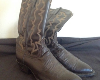 Men's leather cowboy boots, size 10D, Brown