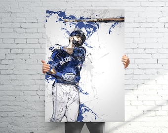 Jose Bautista Toronto Blue Jays - Sports Art Print Poster - Watercolor Abstract Paint Splash - Kids Decor - Gifts for Men - Man Cave