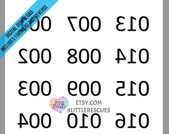 Mirror Image (Reverse) Backwards Numbers 1-180 / Numbered Item Inventory Tag / Printable Tags for Live Sales to 180