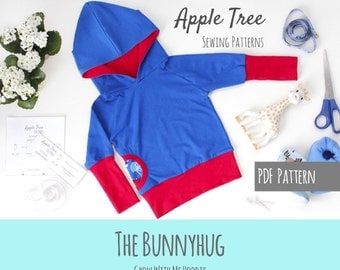 Apple Tree Bunnyhug Grow With Me Hoodie *PDF Pattern* Pullover Hooded Sweatshirt Grow with me Pattern Baby Kids Clothing Sewing Printable