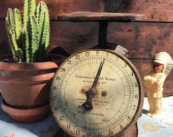 Antique Columbia Family Scale, Rustic Kitchen Decor, Photo Prop, County Kitchen