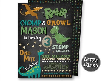 Dinosaur Invitation, Dinosaur Birthday Invitation, Dinosaur Invitations, Dinosaur Party, Printables, Personalized, T-Rex Invitations