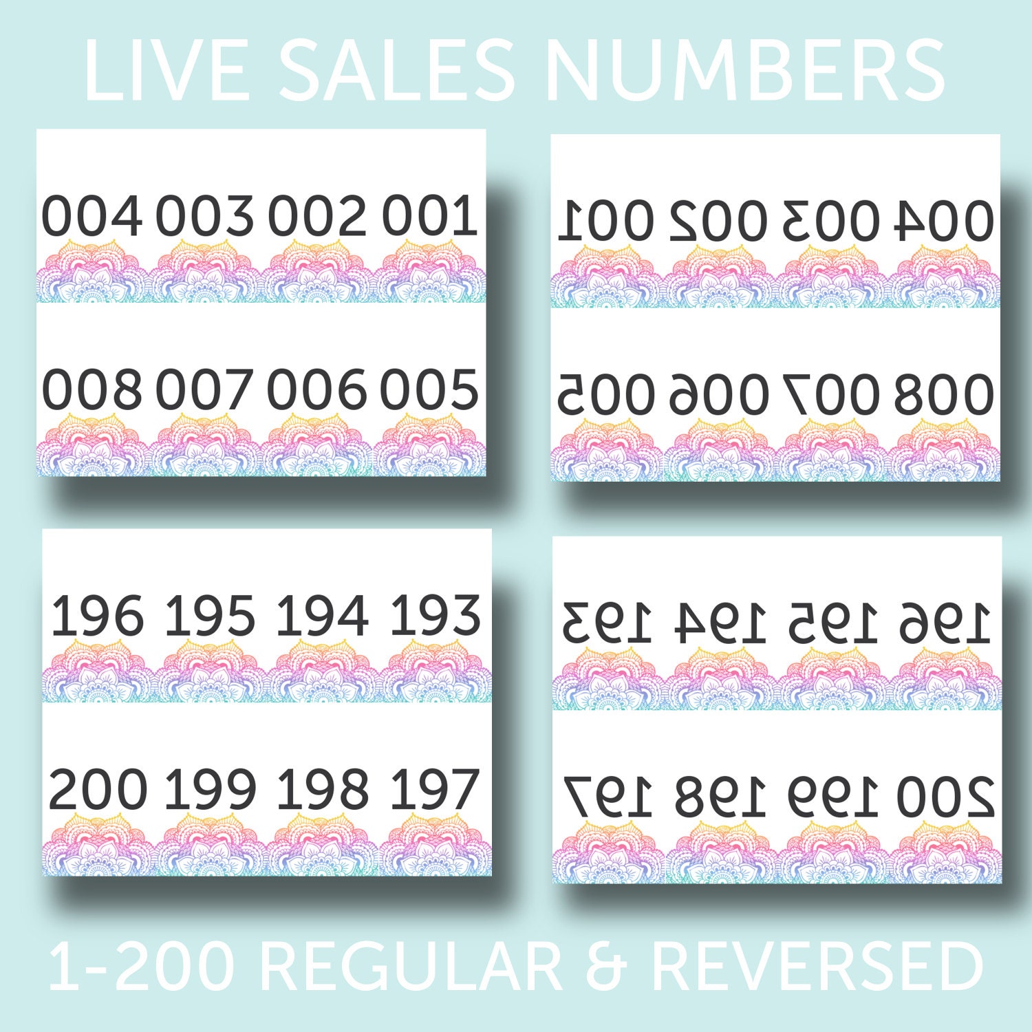 1-200 Live Sales Numbers Regular &amp; Reversed