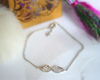 Bracelet in sterling silver with wings of angel and arrow shape